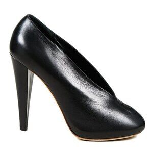 Celine Paris  Black V-Neck peep toe pumps high heel size 37